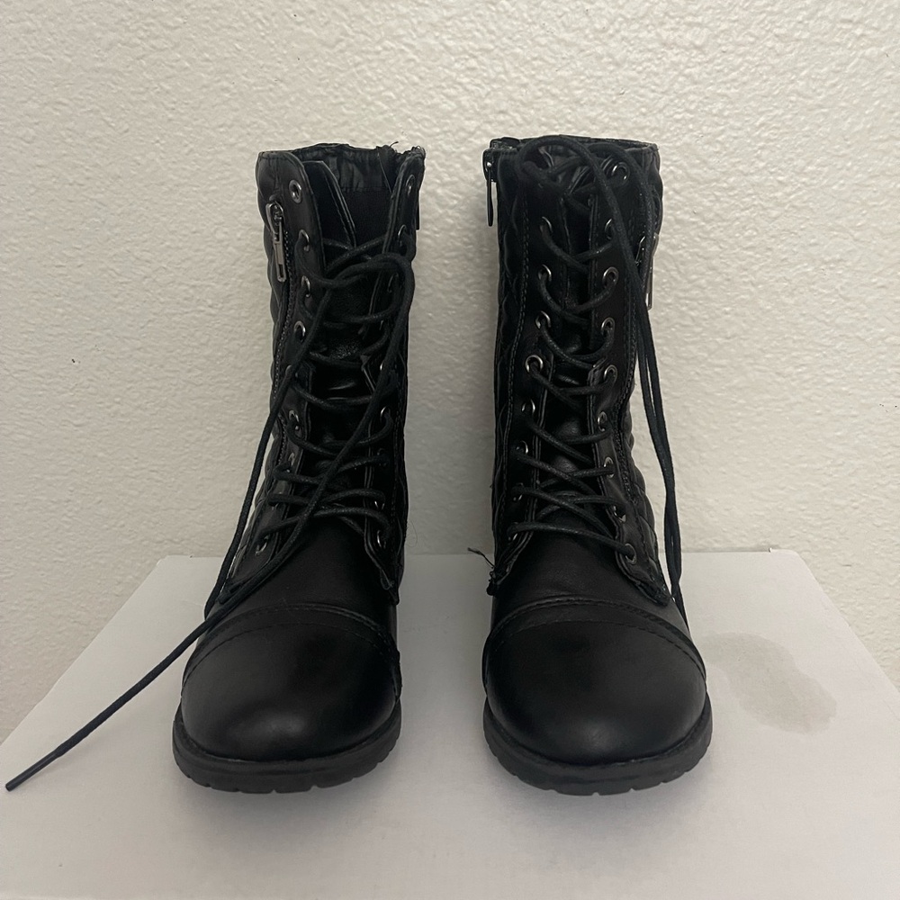 Lina Black Kids Lace-Up Boots